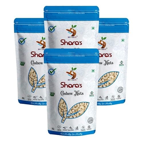Shara's Dry Fruits Cashew Nuts (Kaju) Jumbo Size (W240), 1Kg (Pack of 4X250g each)