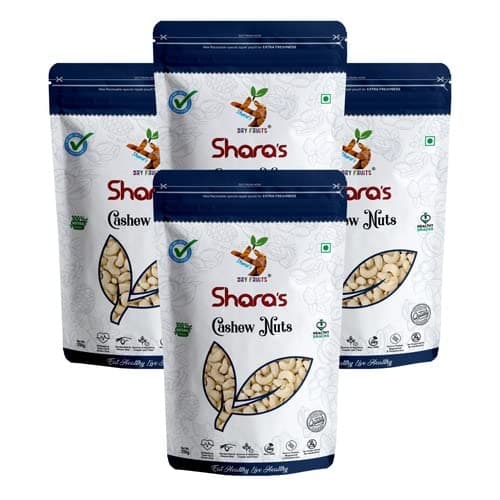 Shara's Dry Fruits Premium W320 Cashews (Kaju) 1kg (Pack of 4X250g each)