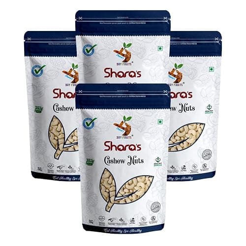Shara's Dry Fruits W320 Cashewnuts I Cashews I Kaju, 1kg (Pack of 4X250g Each)