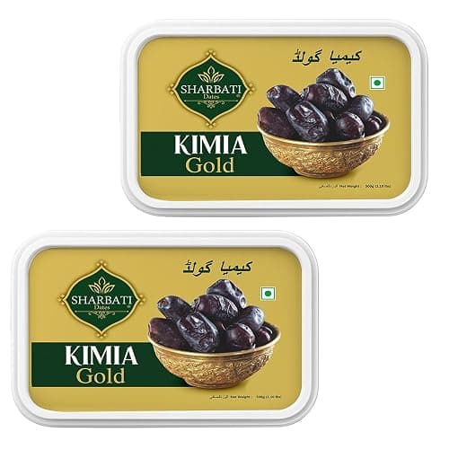 SHARBATI DATES Fresh Premium Imported Kimia Gold Dates 1Kg Pack Of 500Gm X 2 With Nutritious Dietary Fibre, Multiminerals & Vitamins | Gluten Free | 100% Vegan Date Fruits Khajoor | Khajur