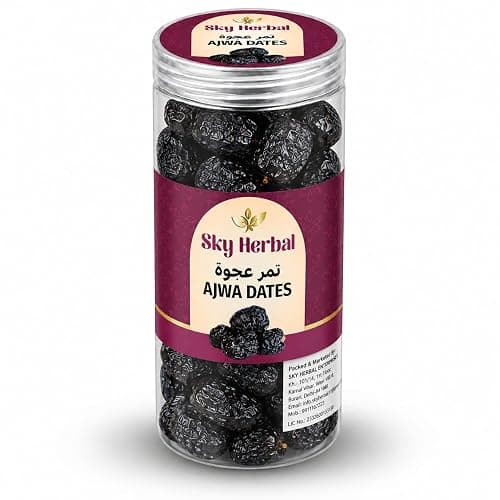 SKY HERBAL Premium Saudi Ajwa Dates 500g | Natural Khajoor (Khajur) Dry Fruits | No Added Sugar | Soft & Fresh Arabian Dates | Healthy Snack | Pack of 1