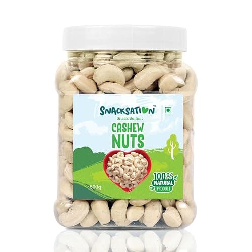 Snacksation Cashew W320 1kg | Premium Kaju Dry Fruits & Nuts | Natural Whole, Protein Rich Healthy Snacks, Fresh & Crunchy