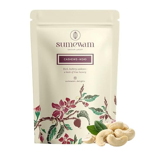 Sumewam Jumbo Cashew Nuts W240 – 500g | Premium Whole Cashews | Crunchy & Creamy Kaju | High Protein, Gluten-Free, Zero Cholesterol | Healthy Snack | Rich in Vitamins & Minerals