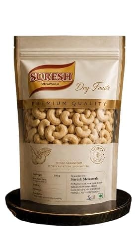 Suresh Mewawala Whole Cashew Nuts W240 – Premium Crunchy Kaju W240, Fresh & Natural Dry Fruits, 250g