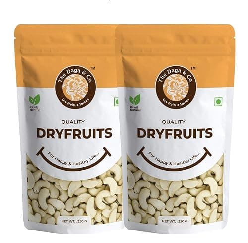 The Daga & Co. Dry Fruits 100% Natural Premium Whole Cashews, Kaju, W240, Combo, 250g X 2