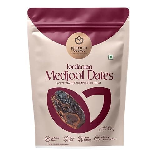 The Premium Basket Jordanian Medjool Dates, 250 g (8.82 oz) | Large Soft Dates | Naturally Sweet | Source of Dietary Fiber