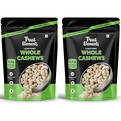 True Elements Cashews 1kg (500g * 2) - Whole Cashew Nuts | Premium Kaju | Dry Fruits Rich in Protein | Healthy Snacks | Rich in Fibre | Natural Dry Fruit