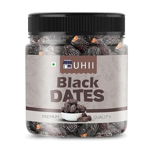 UHII Black Dates 1kg | Sukha Khajoor, Kala Chuara | Soft, Naturally Sweet & Convenient | Rich in Iron, Fibre & Vitamins | Soft Healthy Dates for Energy, Immunity Support and Everyday Wellness