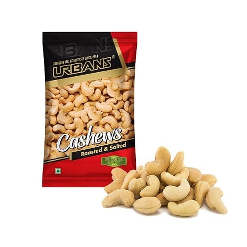 Urbans 400Grams (W240 Grade) Oven Roasted And Salted Whole Cashew Dry Fruit | Dry Roasted And Salted | Kaju Nut Pack of 4 (100gram Each)