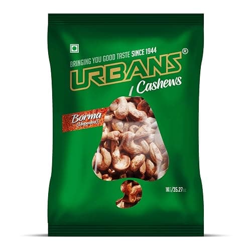 URBANS Cashew Unpeeled Borma Whole Cashew With Skin Nuts Kernels Kaju (Raw Cashew) (1Kg)
