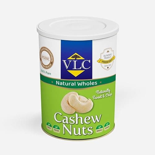 VLC Natural Cashews Premium Jumbo Size Cashews W180 Grade 500Gm TIN