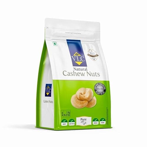 VLC Natural Unroasted Premium Jumbo Size Cashews W180 Grade 1Kg