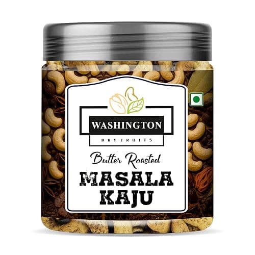 Washington Masala Kaju 1Kg (250gm x 4) | Extra Large Cashews | Air Roasted in 100% Pure desi ghee & homemade spices.