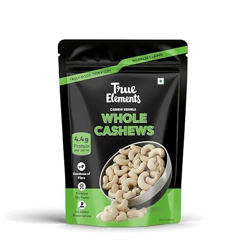 Whole Cashews By True Elements 500g | Whole Crunchy Cashew Nuts | Premium Kaju | Rich in Protein | Rich in Fibre | Dry Fruit | Festive Snacking