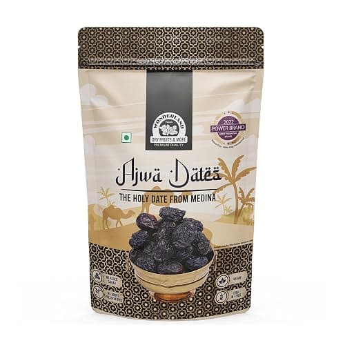 Wonderland Foods 200g Ajwa Dates Pouch | Healthy & Nutritious Soft Khajoor | Khajur Rich In Iron, Fibre & Vitamins | Dry Fruits