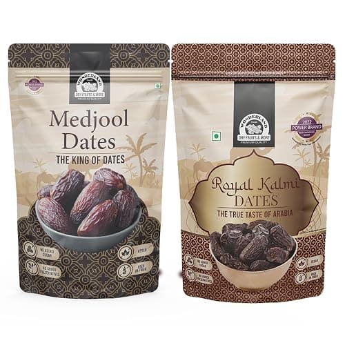 Wonderland Foods 400g (200g X 2) Kalmi (Safawi) And Medjool Dates Pouch | Dry Fruits Healthy & Nutritious Soft Khajoor | Khajur Rich In Iron, Fibre & Vitamins