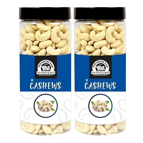 Wonderland Foods 900g (450g X 2) Whole Raw Cashew (Kaju) W320-Grade Jar