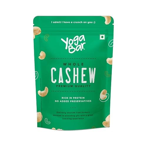 YogaBar Premium Cashews 200g | Whole 320 Kaaju| 100% Natural King Size Crunchy Kaju | Premium Nuts & Dry Fruits | Rich in Fibre, Vitamin E, K, B6 | Boost Immunity| Healthy Snacks | Dry Fruit Gift Pack