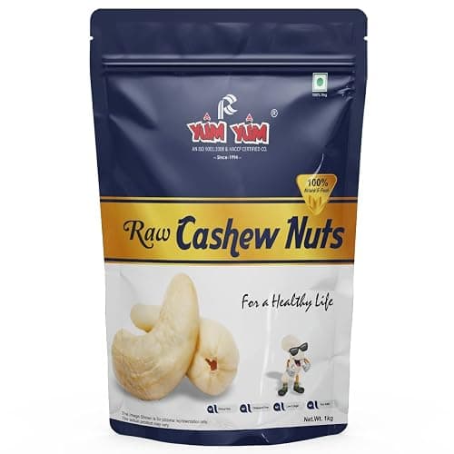 Yum Yum Pure Cashews Whole/Kaju, 1Kg, Nutritious & Delicious, Premium Kaju nuts, Rich in Protein, Magnesium & Phosphorus, Deluxe Size & Crunchy Nuts
