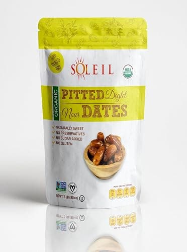 5lb Organic Pitted Dates | 100% Algerian Deglet Noor| Certified ORGANIC, NON-GMO, VEGAN, KOSHER, naturally sweet and Gluten-free, NO sugar added, NO sulfurs or preservatives, Nut-Free.