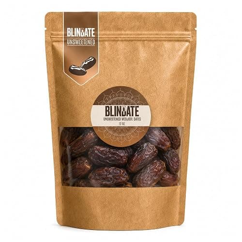 BLINDATE Organic Medjool Dates - Soft, Large, Plump & Juicy - No Added Sugar, Vegan, Non GMO, Gluten-Free - Fiber Rich Snack - California Grown, Packed in USA, 12.3oz Resealable Bag