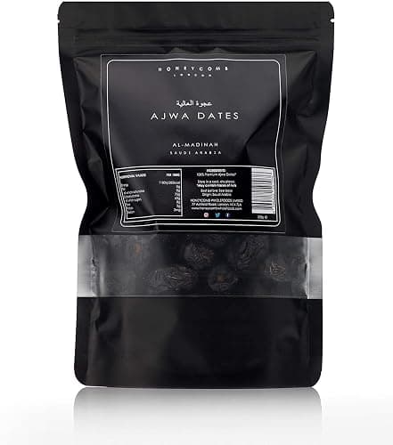 Dates - Ajwa Dates - Ajwa Al Aaliyah Saudi Dates Dried Fruit Snacks - Ajwa Dates Madinah - Dried Dates - Fresh Dates - Honeycomb London - 500g pouch