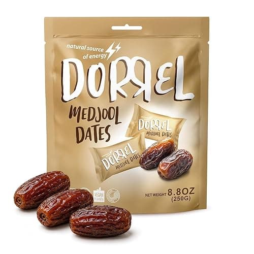 DORREL - Medjool Dates, Individually Wrapped Snacks for High Energy, Nutritious Snack, Delicious, Kosher & Non-GMO Dates Individually Packaged for Convenient Handling, Pack of 1, 8.8 oz / 250 g