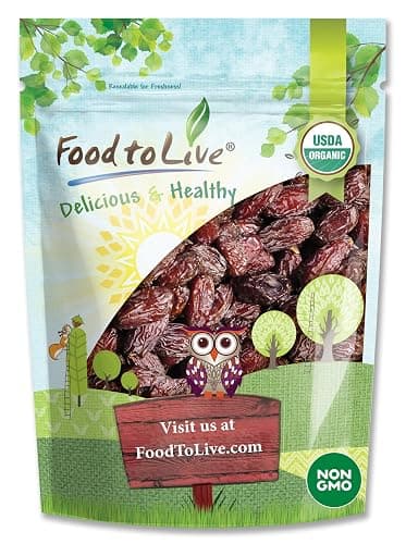 Food to Live Organic California Medjool Dates, 5 Pounds – Soft & Juicy Nature's Candy. Non-GMO Whole Dry Fancy Dates with Pits. Perfect Snack. Unsweetened, Unsulphured. Vegan, Kosher, Fruits in Bulk
