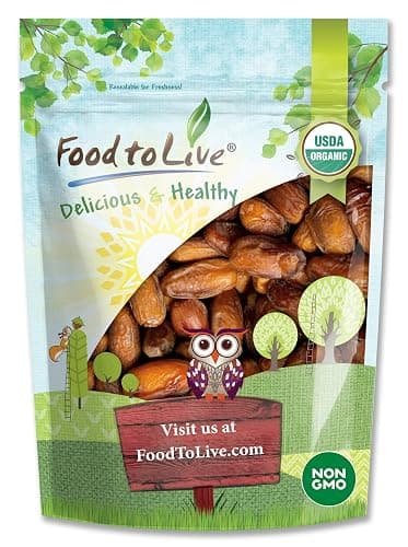 Food to Live Organic Deglet Noor Dates, 1 Pound – Pitted, Non-GMO, Soft & Juicy, Unsulfured, Raw, Dried Fruit, No Sugar Added, Vegan, Kosher, Paleo, Sirtfood, Bulk, Good Source of Dietary Fiber.
