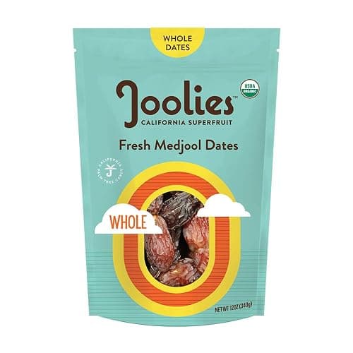 Joolies Organic Whole Medjool Dates | 12 Ounce Pouch | Fresh California Grown Fruit | Vegan, Gluten-Free, Paleo, No Sugar Added | Great Source of Fiber & Antioxidants