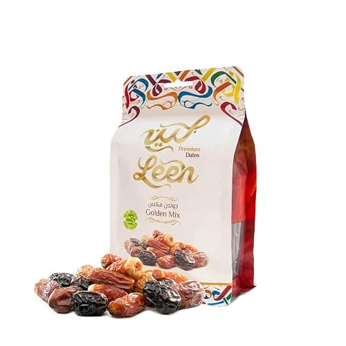 Leen Golden Mix Premium Dates – Ajwa, Safawi, Sagaie, Khodhri & Mabroom | Resealable Zipper Pouch | Luxury Mixed Saudi Dates from Al-Madinah Al-Munawarah | Natural & Nutritious (250 g)