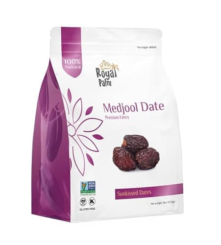 Medjool Premium Dates 16oz (1 lb) - Large Soft Dates - Natural Sweetener Snack - Non-GMO, No Added Sugar, Vegan, Kosher, Resealable Bag - Natural Energy Boost