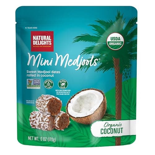Natural Delights Medjool Dates, Organic Coconut Mini Medjools - 6 Oz Bag