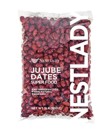 NESTLADY Dried Jujube Dates, Sweet & Chewy Red Dates, Jumbo Value Pack 5 LB
