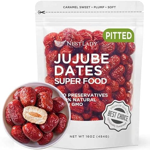 NESTLADY Premium Pitted Jujube Dates,Red Dates, 1LB(454g), 100% Natural Sun-Dried Red Dates, Pitted, Sweet & Chewy Dried Fruit Snack, Improve Sleep, Healthy Superfood, Packed in USA, Hong Zao