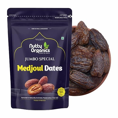 Nutty Organics Jumbo Kalmi (Safawi) Dates 200g | Premium Saudi Arabian Dates | Soft, Juicy & Naturally Sweet | No Added Sugar | Preservative Free | Lab Tested | Resealable Pack