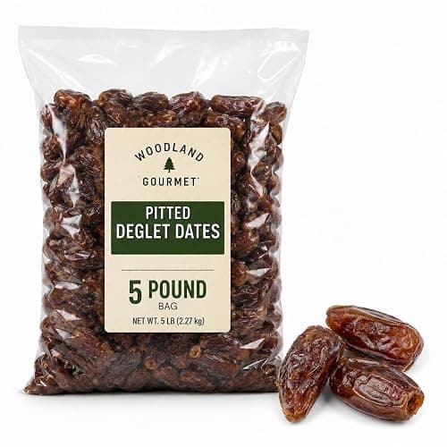 Pitted Dates, 5 lbs | Whole Dried Deglet Dates, Naturally Sweet & Chewy, Pitted for Convenient Snacking, Baking, Trail Mix & Cooking | Bulk Dates by Woodland Gourmet