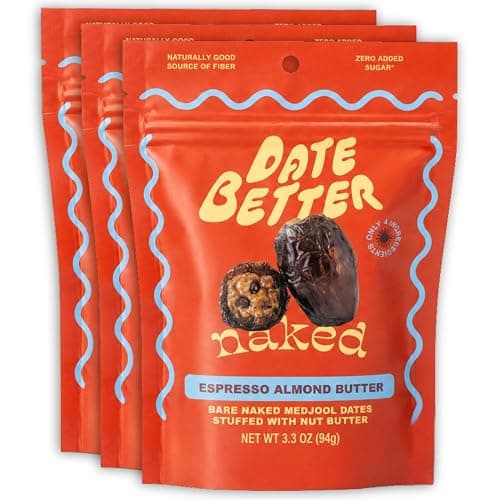 Pitted & Stuffed Organic Medjool Dates Filled with Almond Butter, Vegan 3Pk