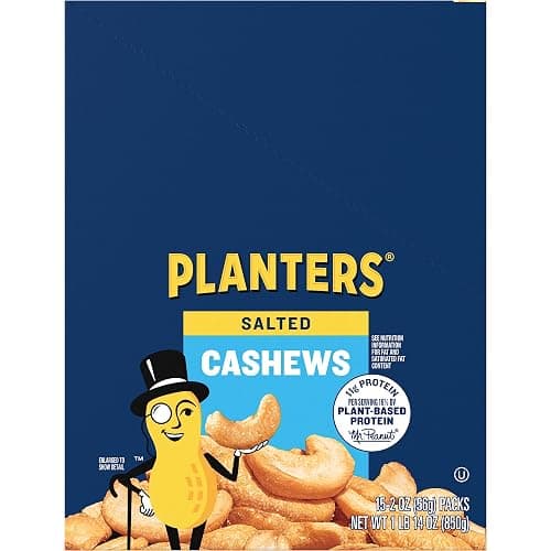 PLANTERS Salted Whole Cashews, Plant Based Protein, 2 Oz (15 Ct)