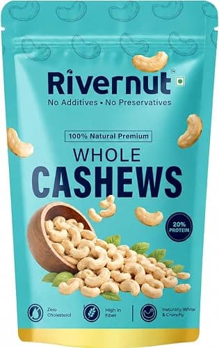 Rivernut Whole Cashew Nuts W320 Grade 200g | Kaju | Fresh & Crunchy Cashews | Protein Rich Dry Fruits | Healthy Snack