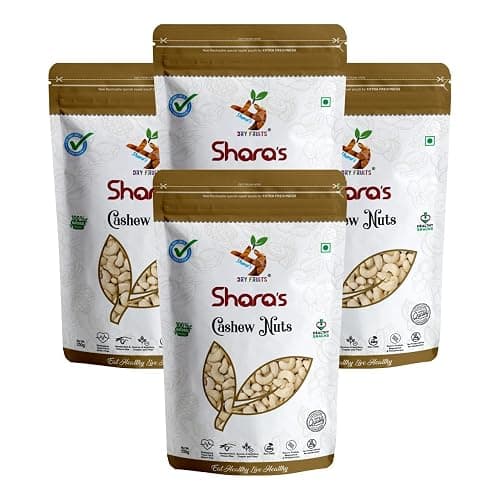 Shara's Dry Fruits King Size Cashews, 1kg (Pack of 4X250g each)