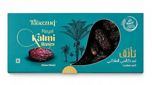 Taazzuq Royal Kalmi Safawi Dates 450g | Seedless Dates from Saudi Arabia | Natural Sweet & Soft Dry Fruits | No Added Sugar, No Preservatives | Healthy Snack for Daily Energy