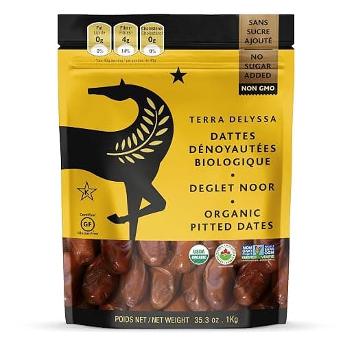 Terra Delyssa Organic Deglet Noor, Dates Softer than Medjool Dates, Sundried Dates, Pitted Dates - 1 Kg - 1 Pack