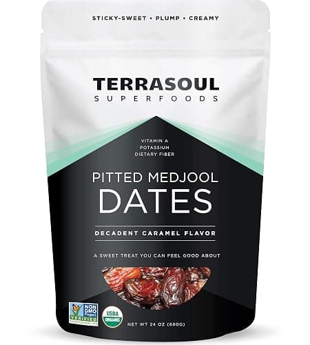Terrasoul Superfoods Organic Pitted Medjool Dates, 1.5 Lbs - Pits Removed | Soft Chewy Texture | Sweet Caramel Taste