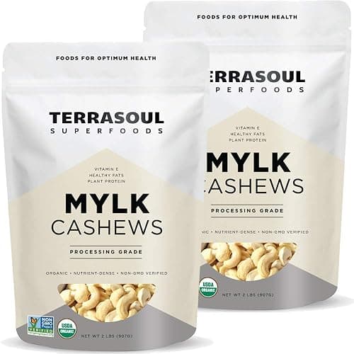 Terrasoul Superfoods Organic Raw Cashews (Mylk Grade), 4 Lbs (Pack of 2), Premium Quality for Snacking, Desserts, Cashew Milk and Nut Butter Making