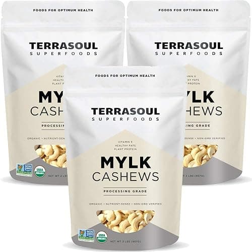 Terrasoul Superfoods Organic Raw Cashews (Mylk Grade), 6 Lbs (Pack of 3), Premium Quality for Snacking, Desserts, Cashew Milk and Nut Butter Making