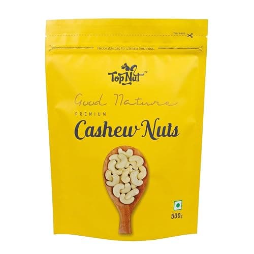 Top Nut Premium Whole Cashews W240 (500G) Crunchy Kaju, Organic Cashew Nuts With Delicious Taste, Healthy Nutritious Dry Fruit Snack, Gluten Free (Pack Of 1)